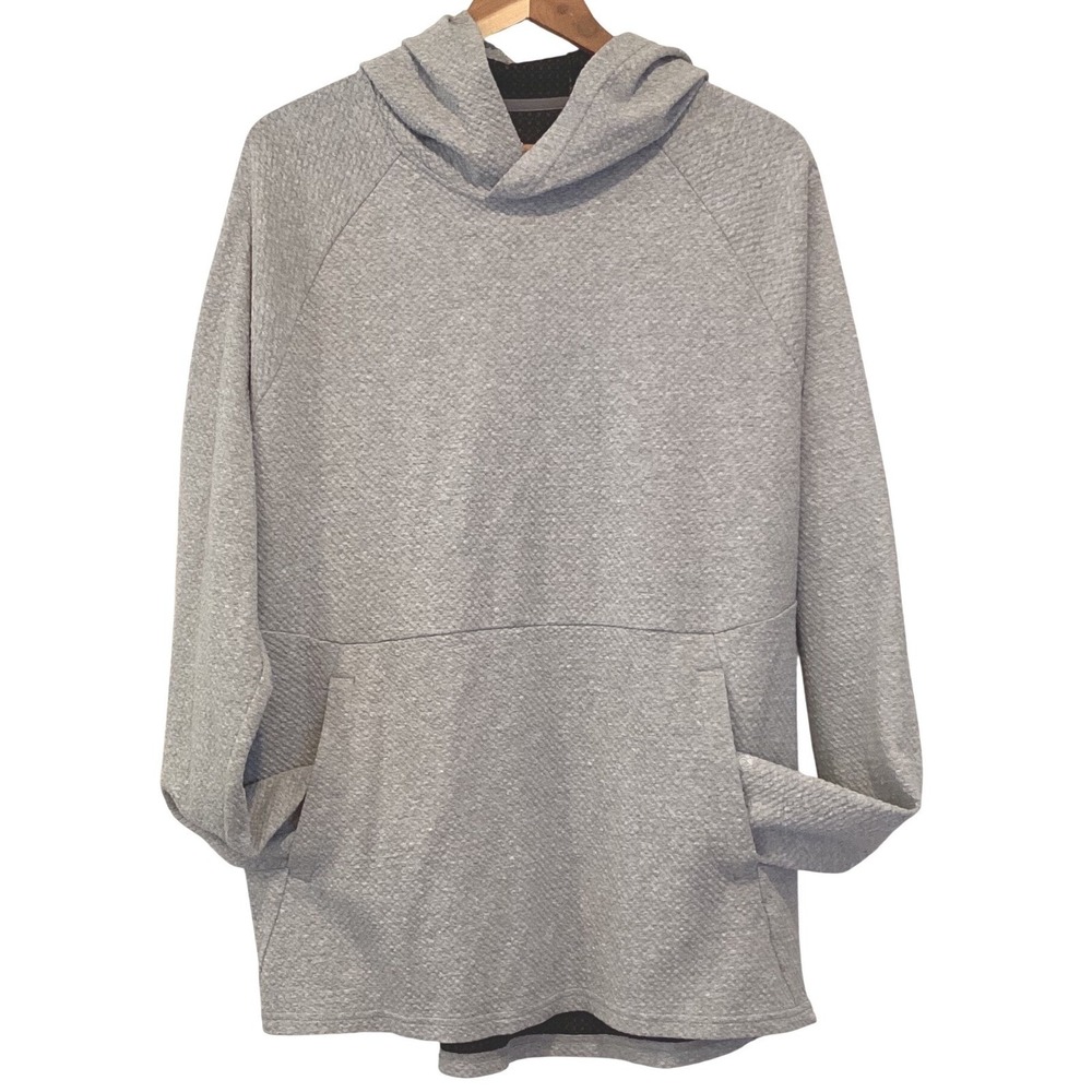 Apana Mens Gray Textured Raglan Sleeve Hoodie Pullover Sweatshirt - Large NWOT